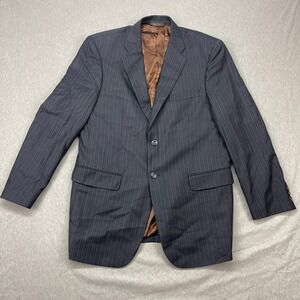 Caravelli Mens Suit Blazer Vest Size‎ 42L Pinstripe Brown Lining Business Casual